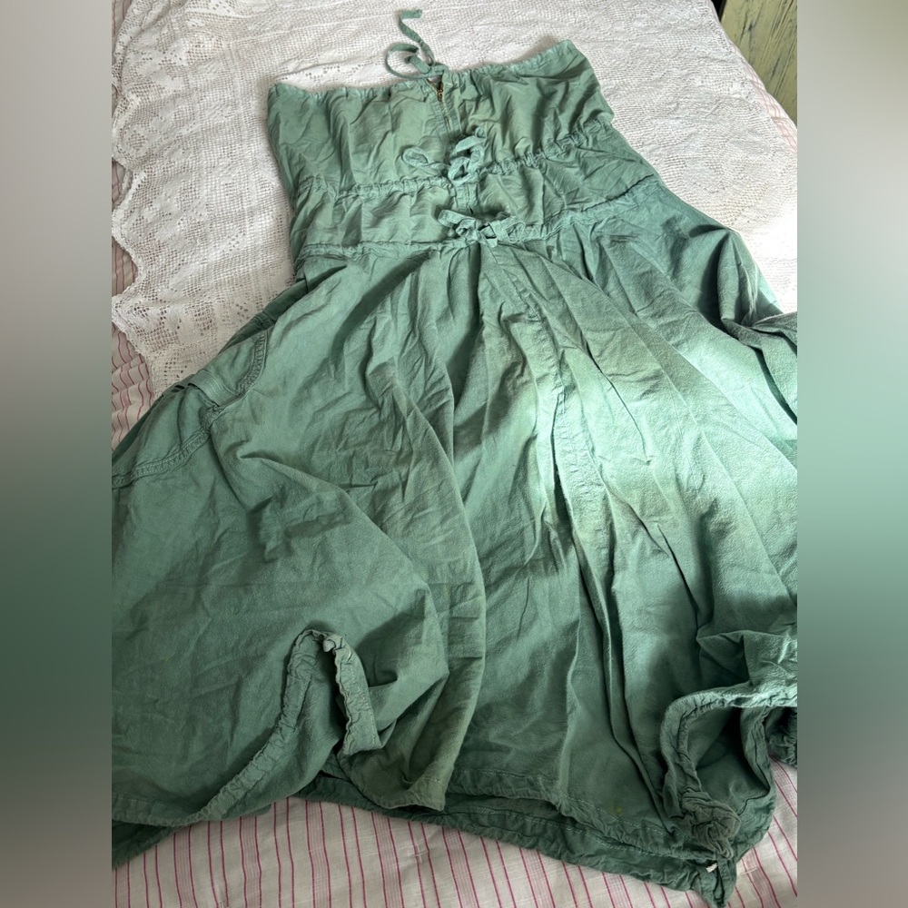 Handmade 100 %Cotton Dress Sage Green XL